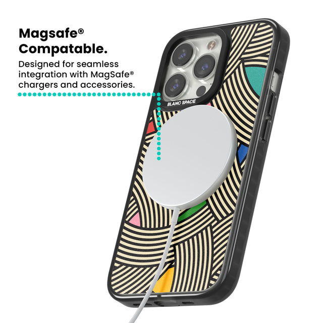 Multicolour Optic Waves Magsafe Black Impact Phone Case for iPhone 13 Pro, iPhone 14 Pro, iPhone 15 Pro