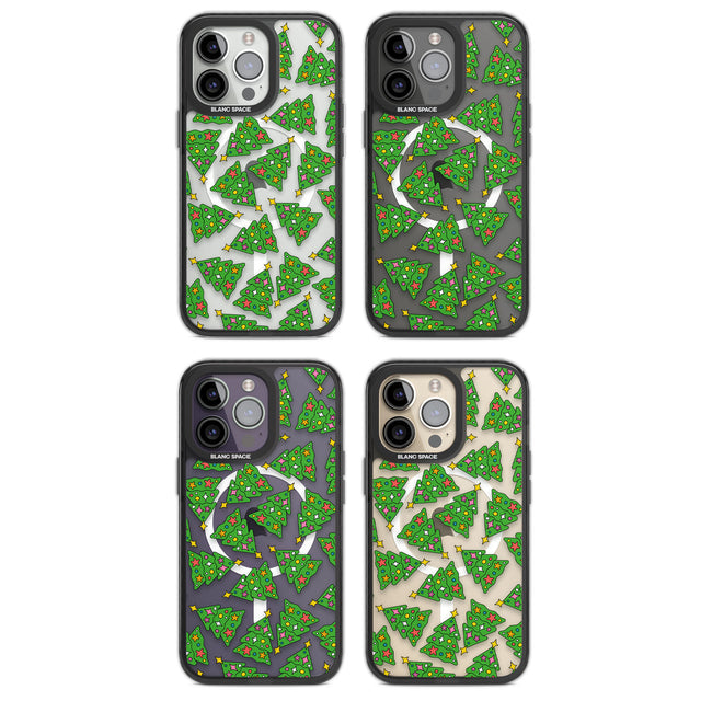 Christmas Tree Pattern Magsafe Black Impact Phone Case for iPhone 13 Pro, iPhone 14 Pro, iPhone 15 Pro