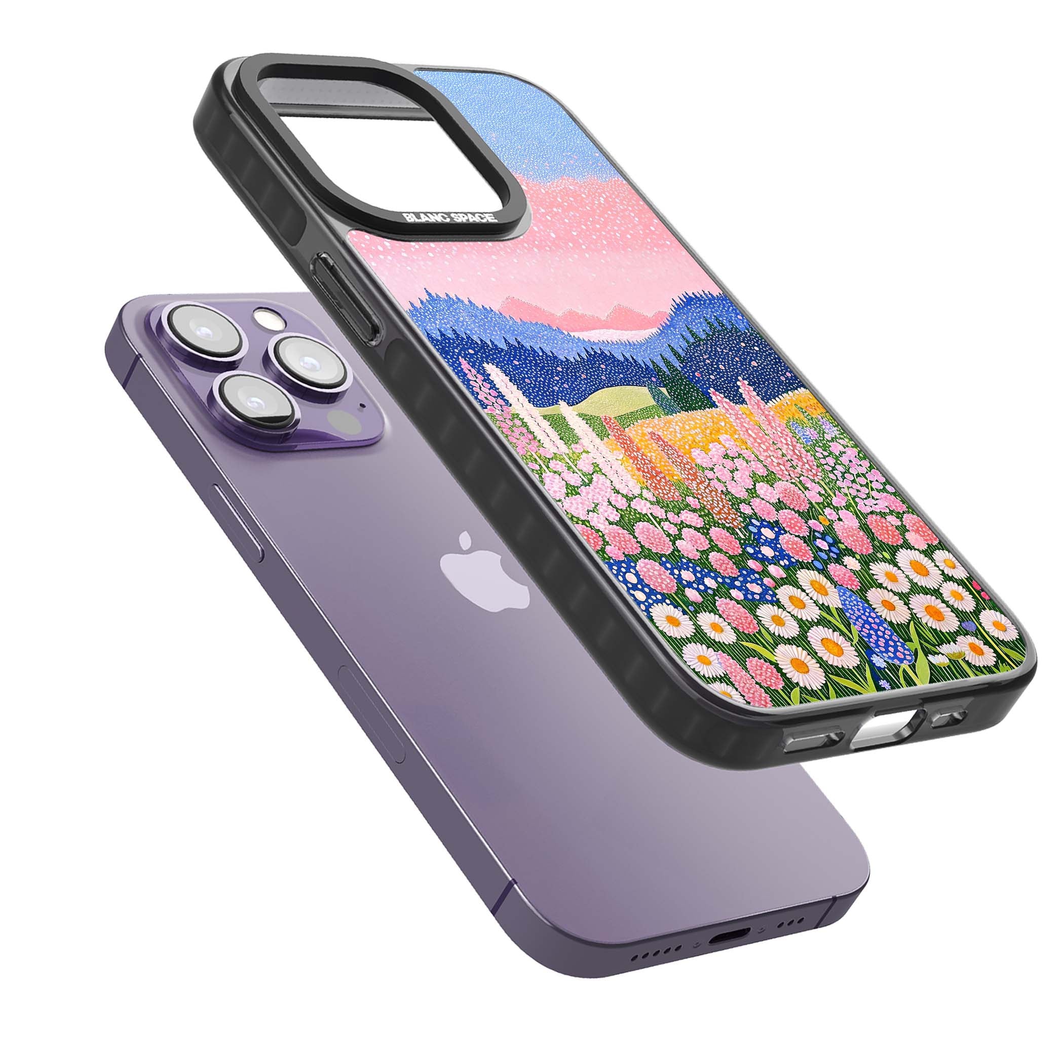 Valley Horizon cottagecore iPhone case | Black Impact Magsafe case for iPhone 13 Pro, iPhone 14 Pro, iPhone 15 Pro
