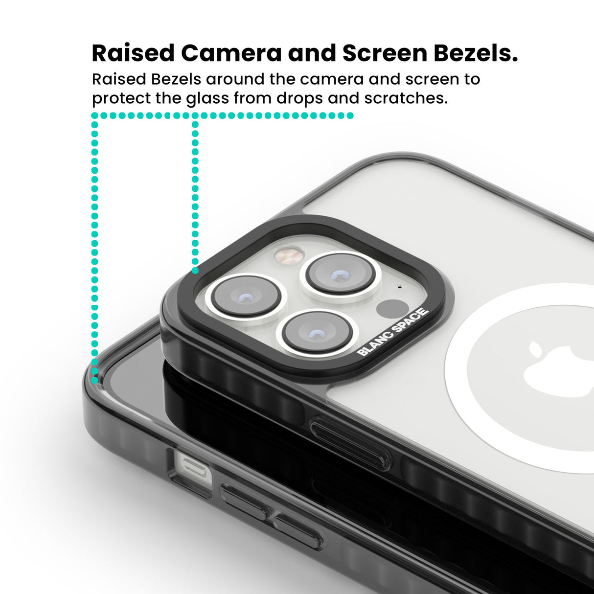 WHITE CHECKERED Magsafe Black Impact Phone Case for iPhone 13 Pro, iPhone 14 Pro, iPhone 15 Pro