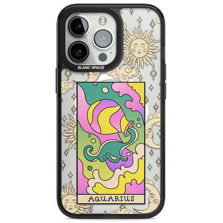 Celestial Zodiac - Aquarius Magsafe Black Impact Phone Case for iPhone 13 Pro, iPhone 14 Pro, iPhone 15 Pro