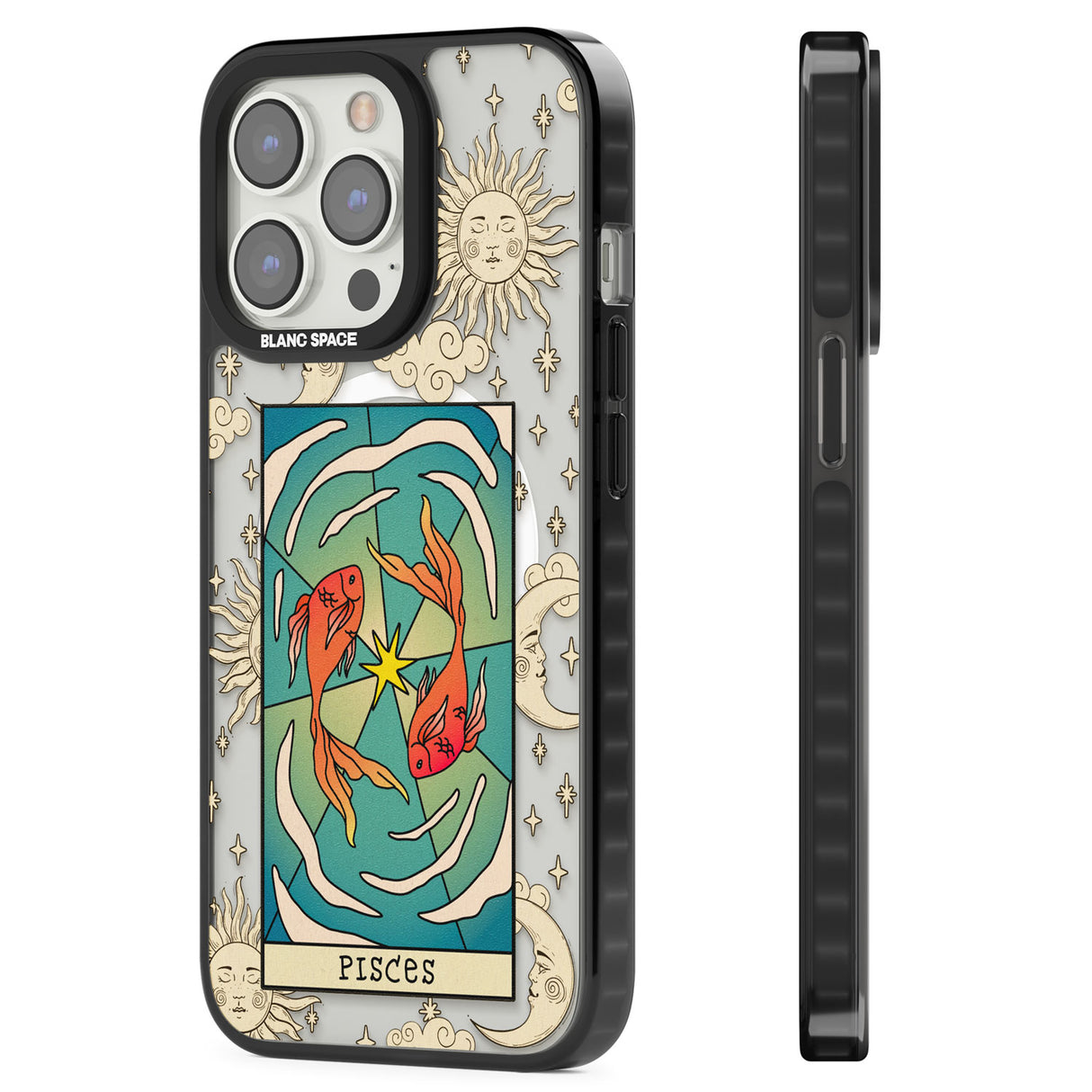 Celestial Zodiac - Pisces Magsafe Black Impact Phone Case for iPhone 13 Pro, iPhone 14 Pro, iPhone 15 Pro
