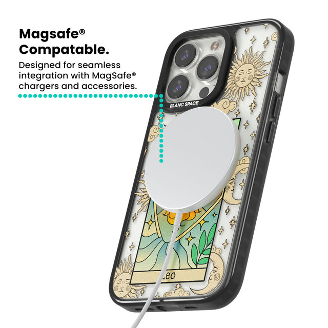 Celestial Zodiac - Leo Magsafe Black Impact Phone Case for iPhone 13 Pro, iPhone 14 Pro, iPhone 15 Pro