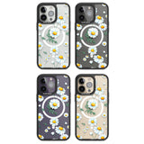 Vintage Painted Daisies Magsafe Black Impact Phone Case for iPhone 13 Pro, iPhone 14 Pro, iPhone 15 Pro