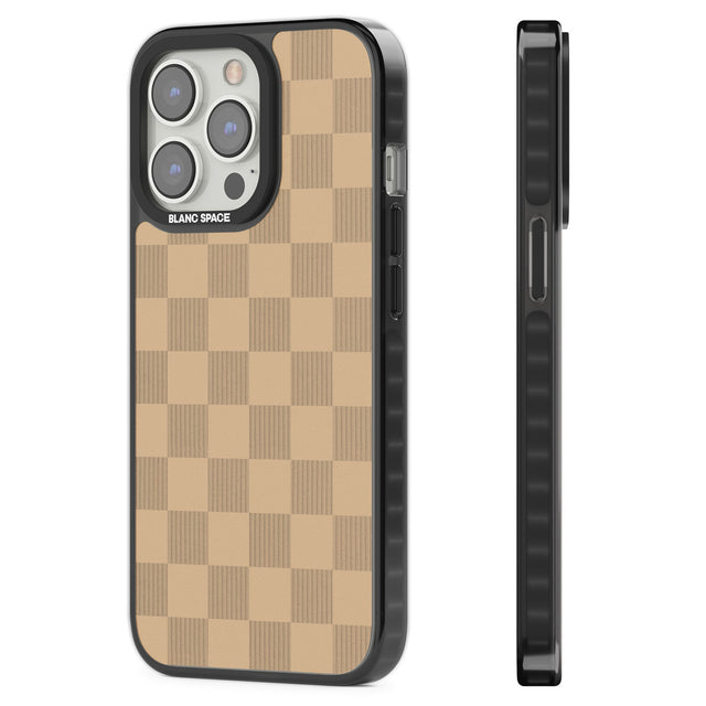 BEIGE CHECKERED Black Impact Phone Case for iPhone 13 Pro, iPhone 14 Pro, iPhone 15 Pro