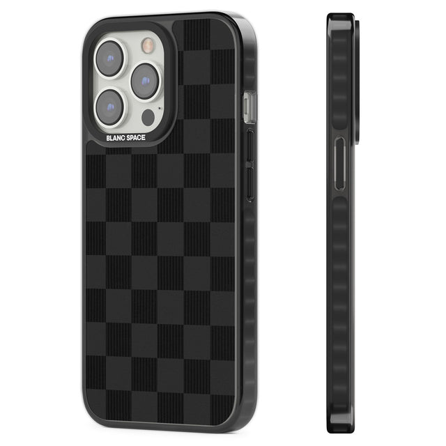 BLACK CHECKERED Black Impact Phone Case for iPhone 13 Pro, iPhone 14 Pro, iPhone 15 Pro