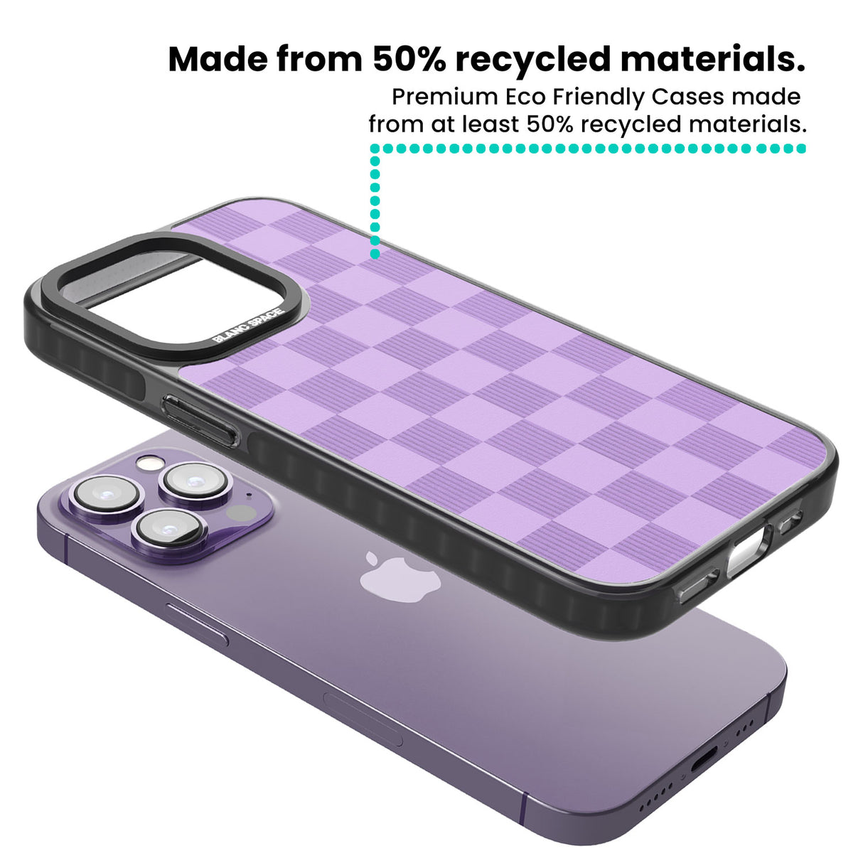 LILAC CHECKERED Black Impact Phone Case for iPhone 13 Pro, iPhone 14 Pro, iPhone 15 Pro