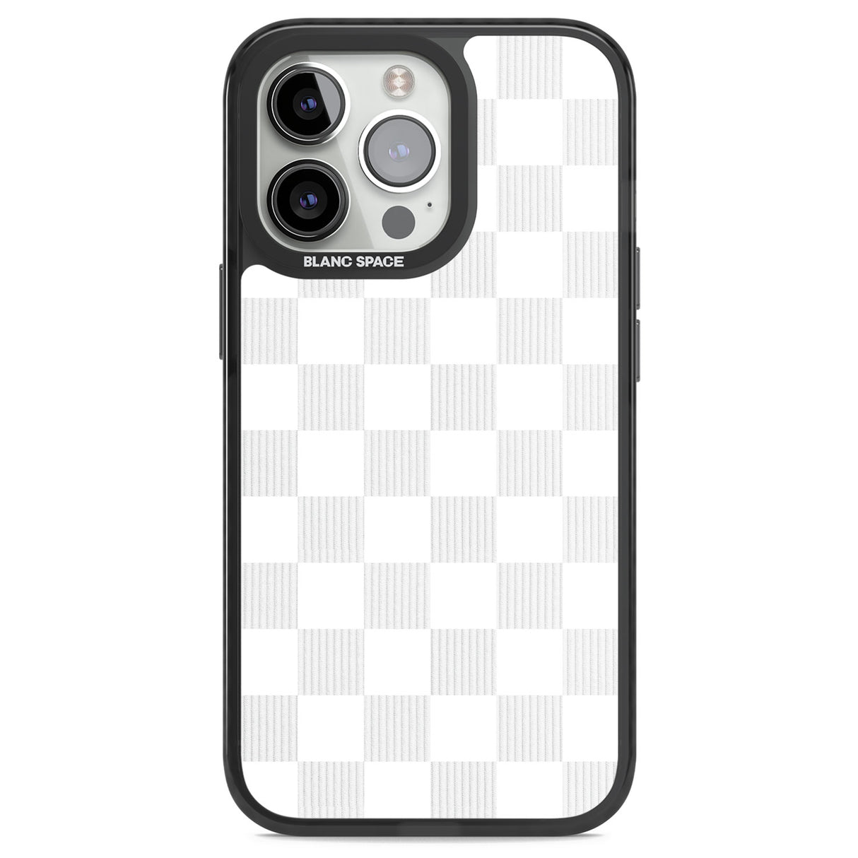 WHITE CHECKERED Black Impact Phone Case for iPhone 13 Pro, iPhone 14 Pro, iPhone 15 Pro