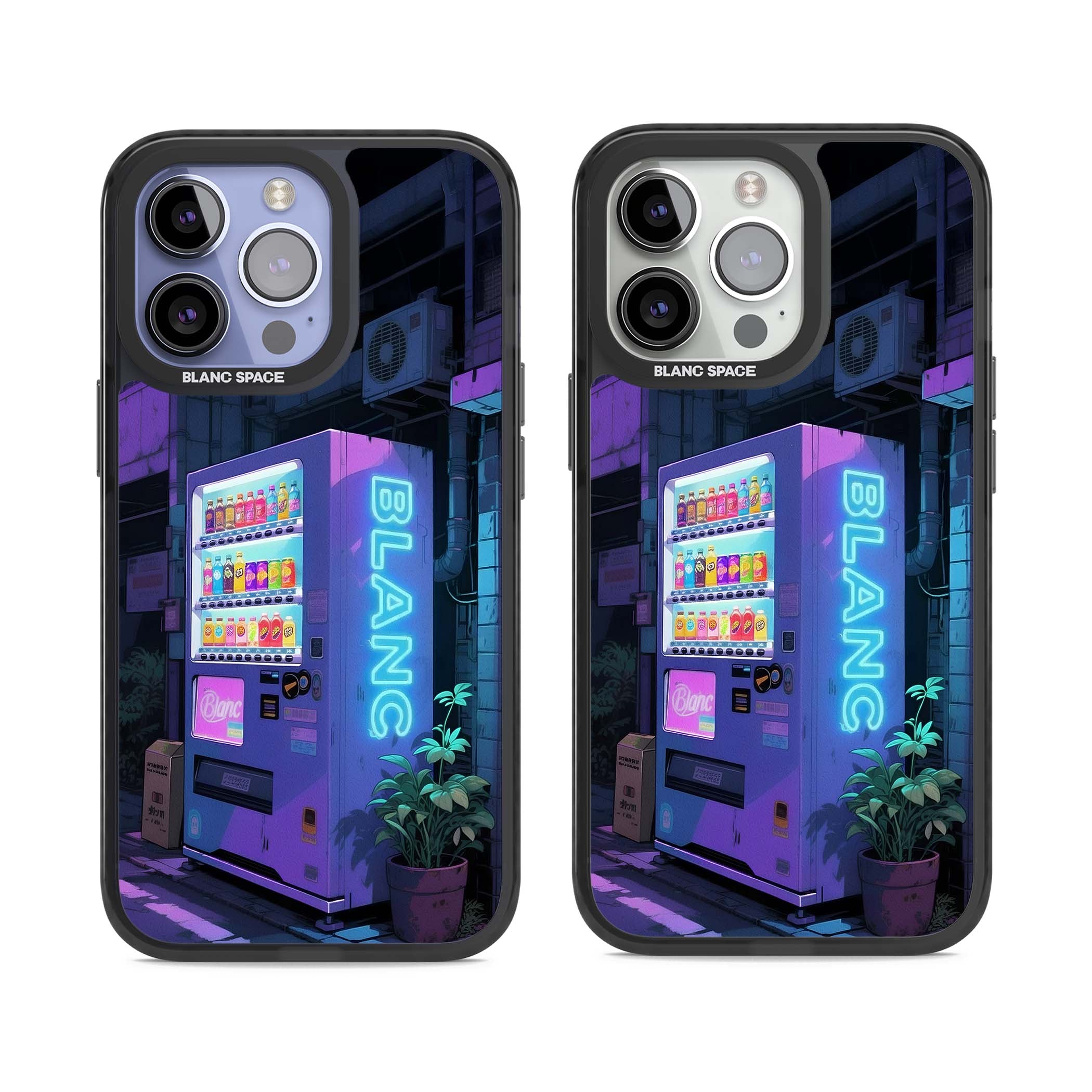 Shibuya Glow Japanese iPhone case featuring a glowing Tokyo vending machine, neon signage, and moody purple alleyway | Black Impact case for iPhone 13 Pro, iPhone 14 Pro, iPhone 15 Pro