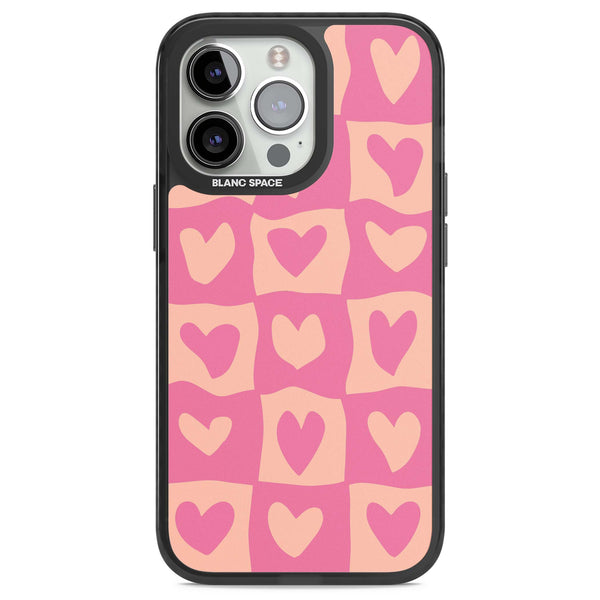 Pink Wavy Checked Hearts