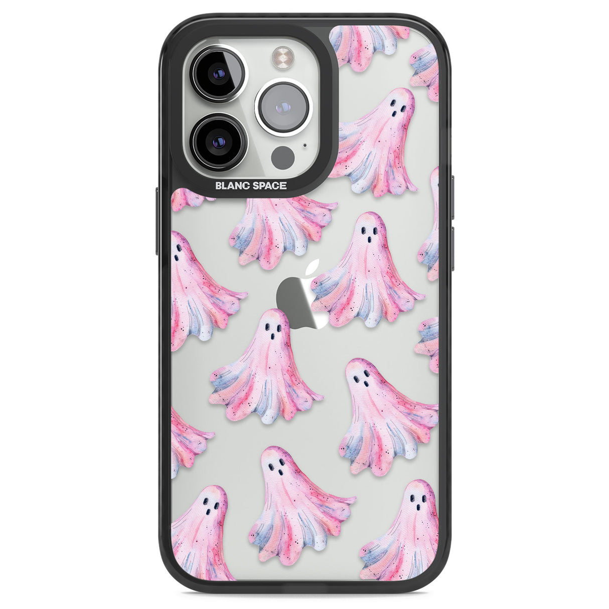 Pink Ghosts Black Impact Phone Case for iPhone 13 Pro, iPhone 14 Pro, iPhone 15 Pro