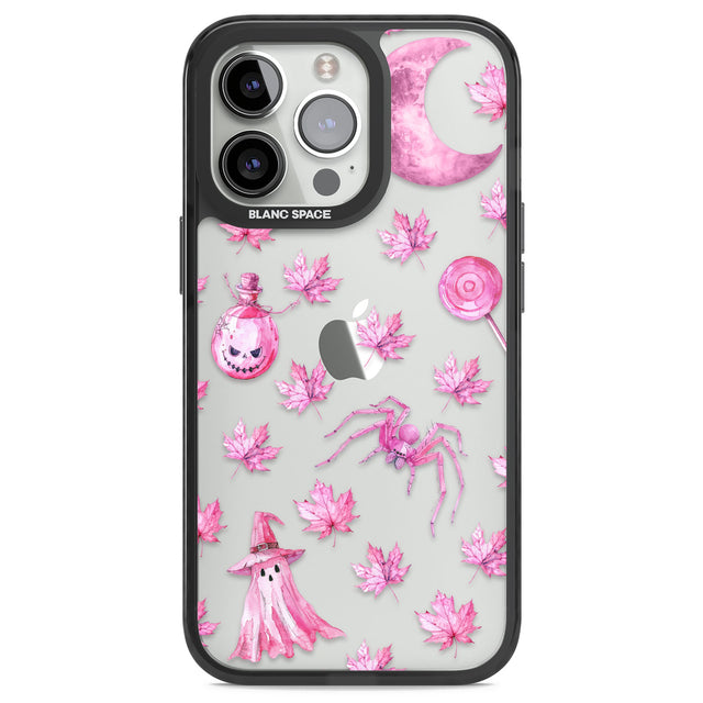 Pink Moon & Maple Black Impact Phone Case for iPhone 13 Pro, iPhone 14 Pro, iPhone 15 Pro