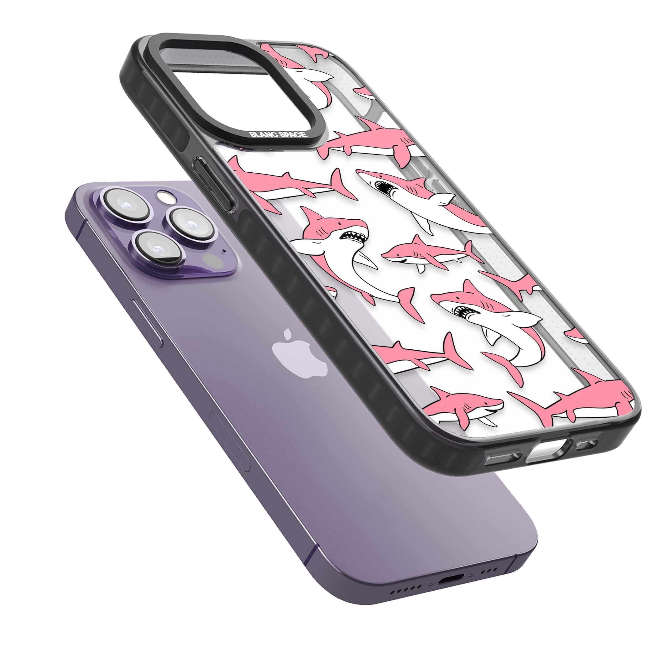 Bubblegum Sharks for her iPhone case | Black Impact case for iPhone 13 Pro, iPhone 14 Pro, iPhone 15 Pro