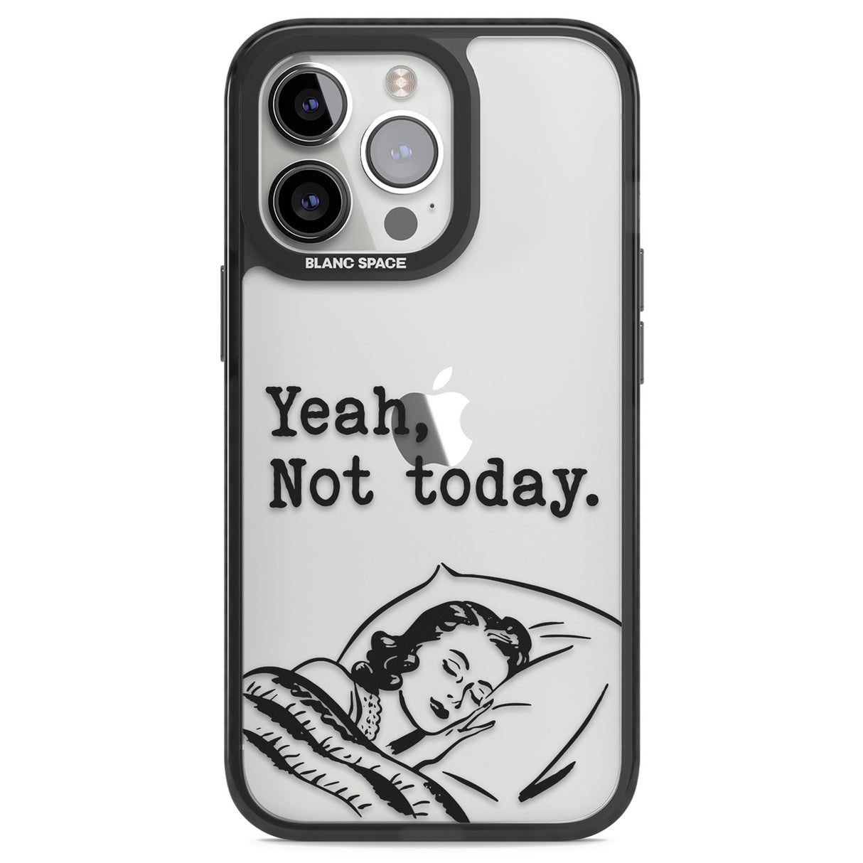 Yeah, Not Today Black Impact Phone Case for iPhone 13 Pro, iPhone 14 Pro, iPhone 15 Pro