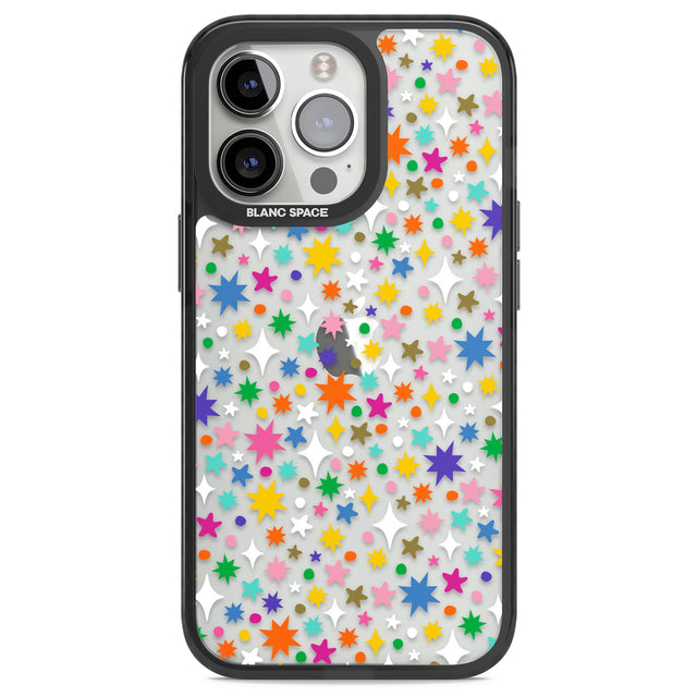 Rainbow Starburst Black Impact Phone Case for iPhone 13 Pro, iPhone 14 Pro, iPhone 15 Pro