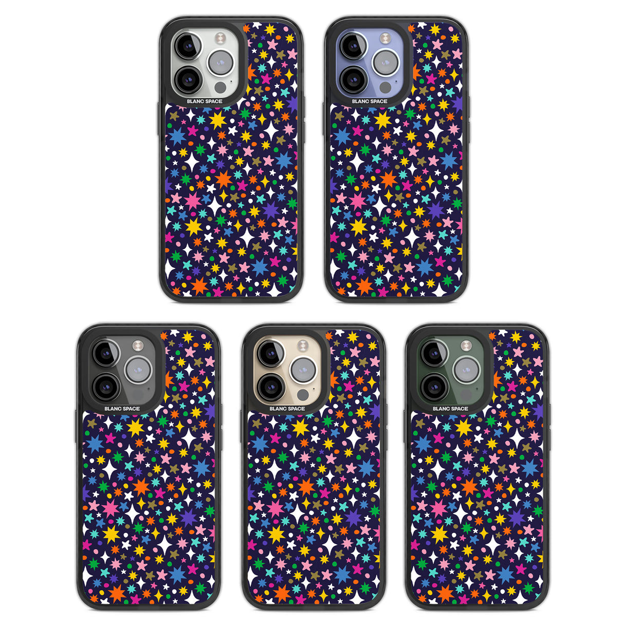 Rainbow Starburst (Purple) Black Impact Phone Case for iPhone 13 Pro, iPhone 14 Pro, iPhone 15 Pro