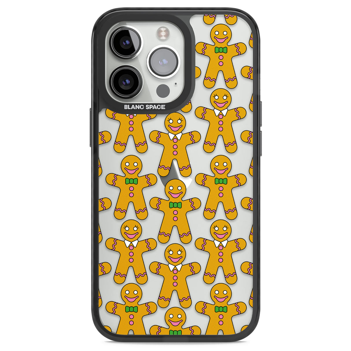 Gingerbread Cookie Pattern Black Impact Phone Case for iPhone 13 Pro, iPhone 14 Pro, iPhone 15 Pro