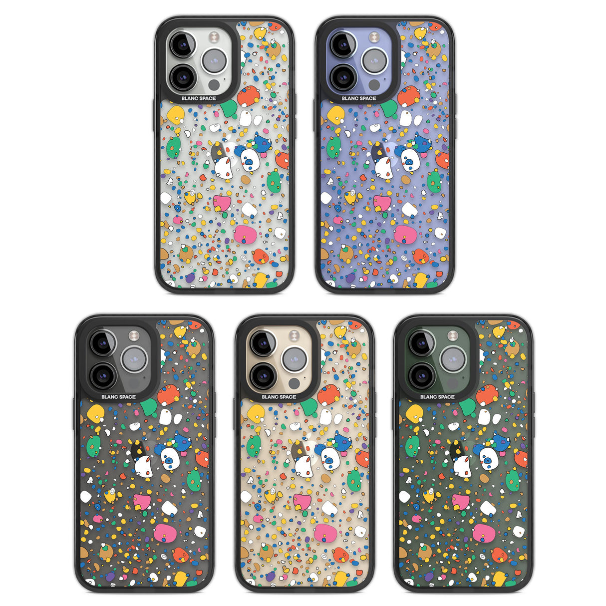 Colourful Confetti Pebbles Black Impact Phone Case for iPhone 13 Pro, iPhone 14 Pro, iPhone 15 Pro