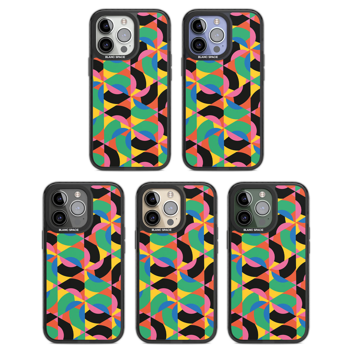 Abstract Carnival Black Impact Phone Case for iPhone 13 Pro, iPhone 14 Pro, iPhone 15 Pro