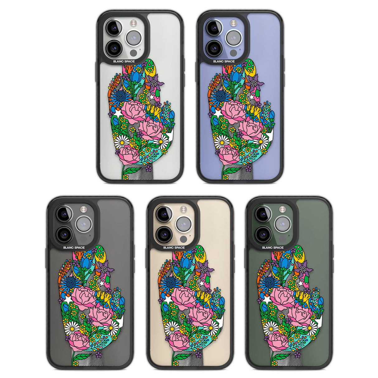 Garden Touch Black Impact Phone Case for iPhone 13 Pro, iPhone 14 Pro, iPhone 15 Pro