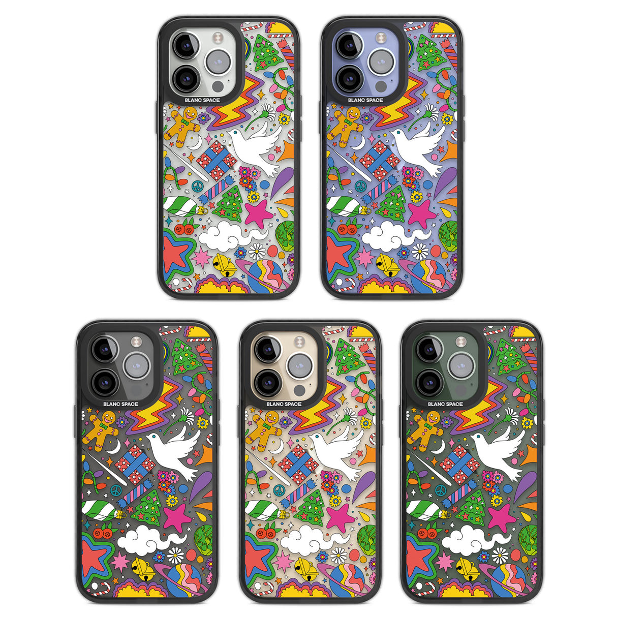 Whimsical Wonderland Black Impact Phone Case for iPhone 13 Pro, iPhone 14 Pro, iPhone 15 Pro