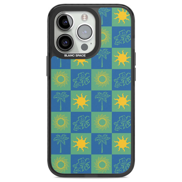 Green & Blue Tropical Checked