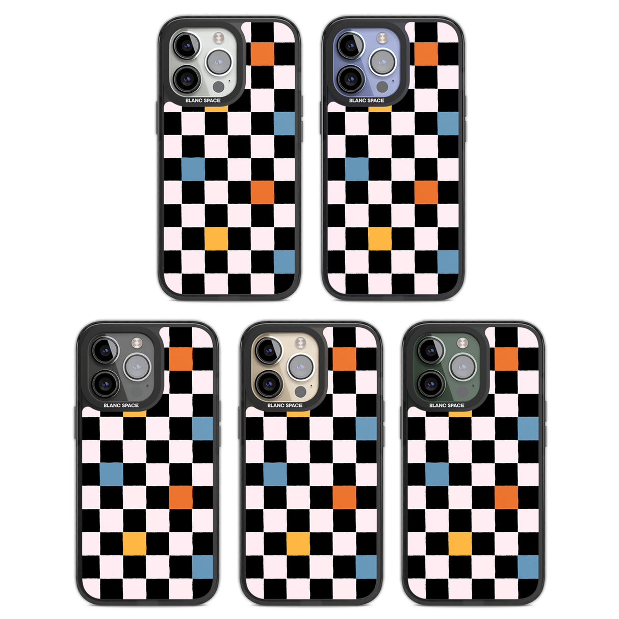 Vibrant Retro Checkered Black Impact Phone Case for iPhone 13 Pro, iPhone 14 Pro, iPhone 15 Pro