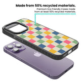 Pastel Multicolor Checkered Black Impact Phone Case for iPhone 13 Pro, iPhone 14 Pro, iPhone 15 Pro