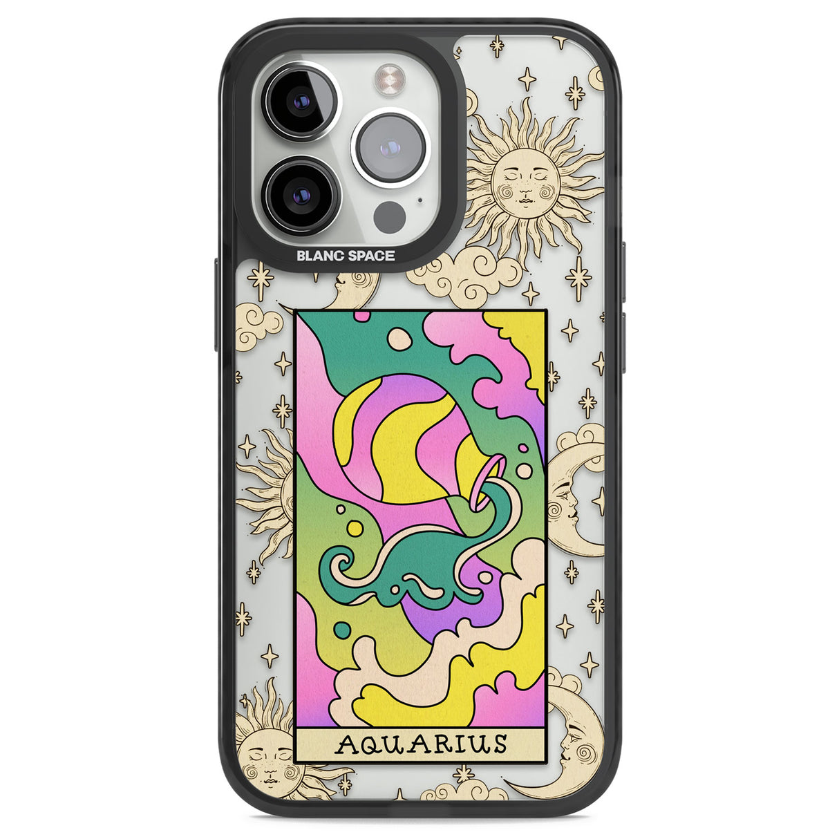 Celestial Zodiac - Aquarius Black Impact Phone Case for iPhone 13 Pro, iPhone 14 Pro, iPhone 15 Pro