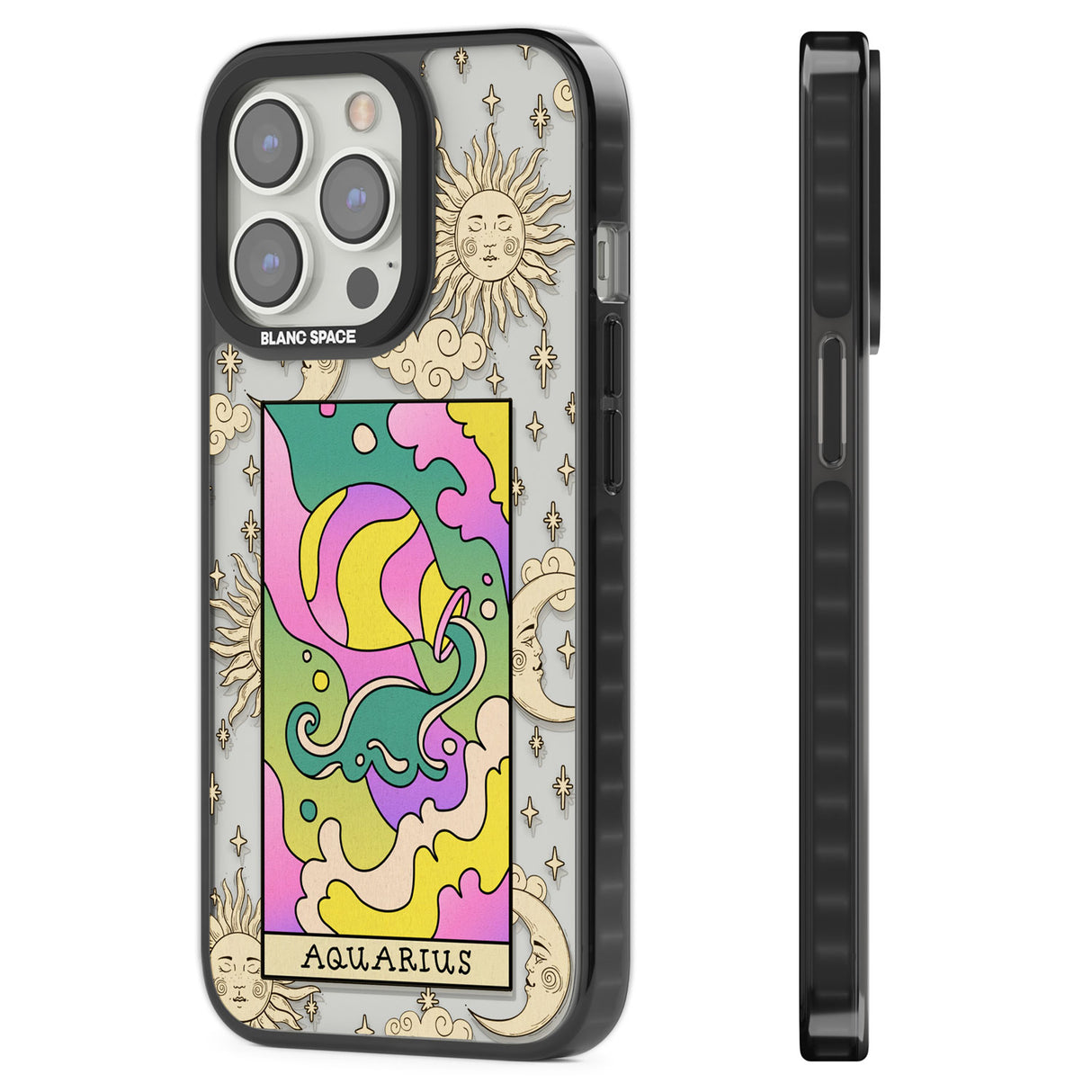Celestial Zodiac - Aquarius Black Impact Phone Case for iPhone 13 Pro, iPhone 14 Pro, iPhone 15 Pro