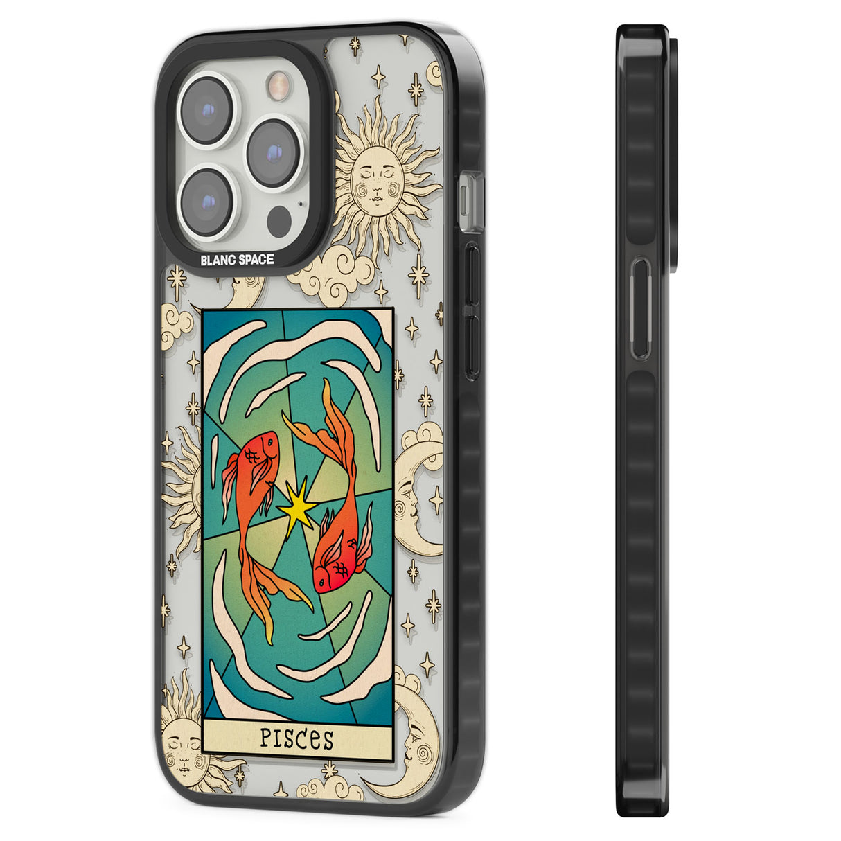 Celestial Zodiac - Pisces Black Impact Phone Case for iPhone 13 Pro, iPhone 14 Pro, iPhone 15 Pro