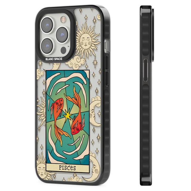 Celestial Zodiac - Pisces Black Impact Phone Case for iPhone 13 Pro, iPhone 14 Pro, iPhone 15 Pro