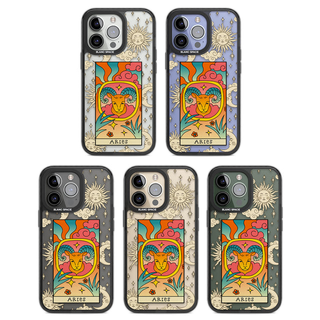 Celestial Zodiac - Aries Black Impact Phone Case for iPhone 13 Pro, iPhone 14 Pro, iPhone 15 Pro