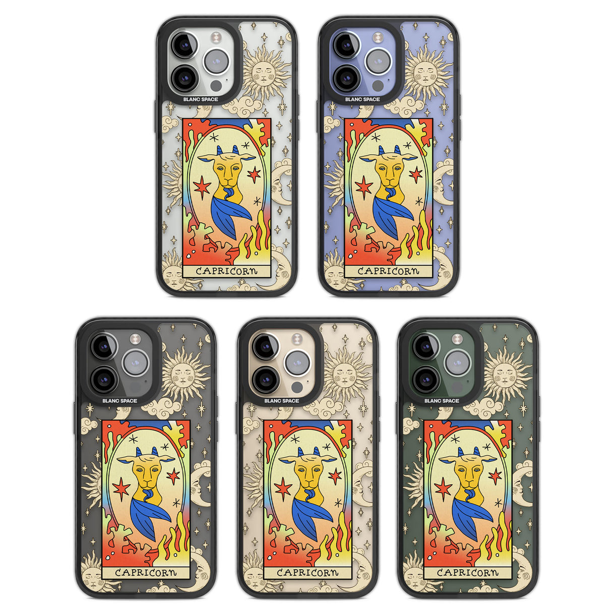 Celestial Zodiac - Capricorn Black Impact Phone Case for iPhone 13 Pro, iPhone 14 Pro, iPhone 15 Pro
