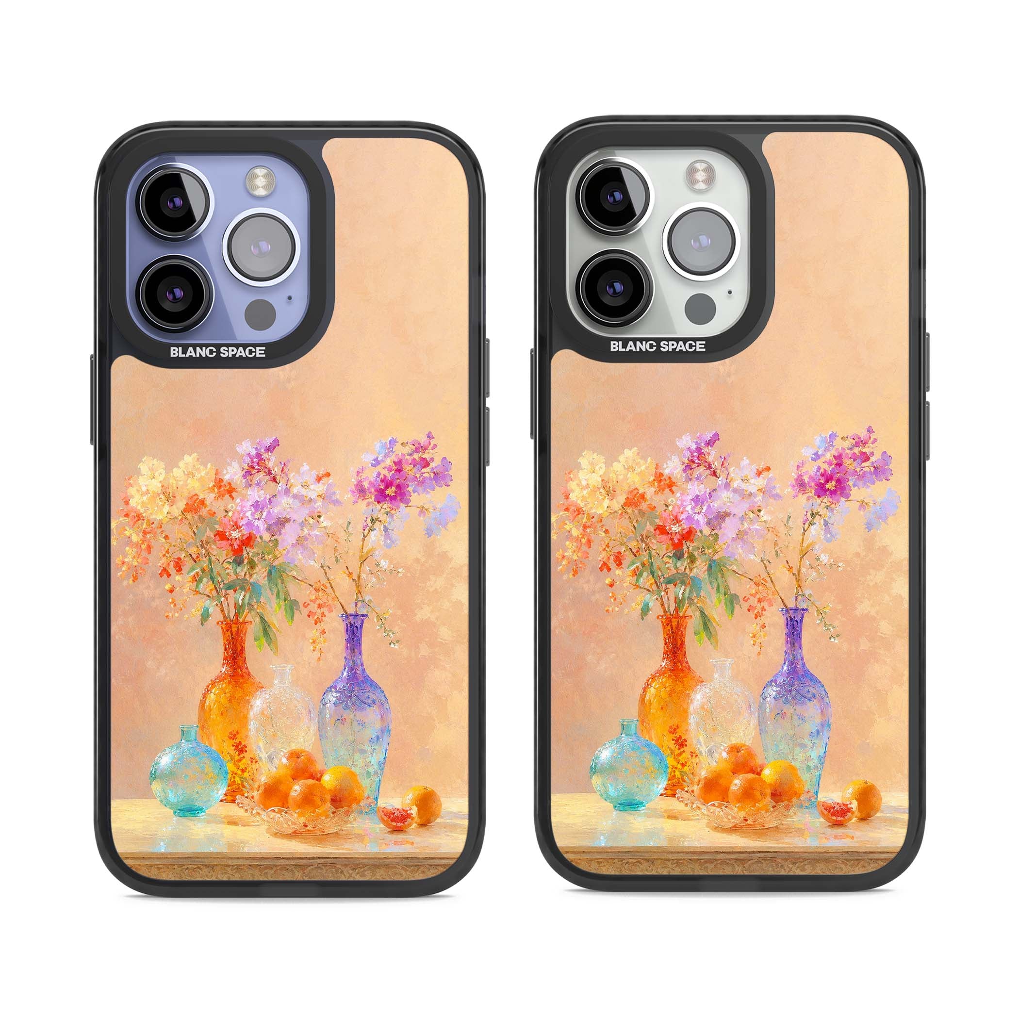 Peach Glass art iPhone case | Black Impact case for iPhone 13 Pro, iPhone 14 Pro, iPhone 15 Pro