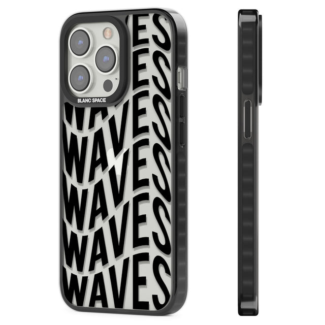 WAVES Black Impact Phone Case for iPhone 13 Pro, iPhone 14 Pro, iPhone 15 Pro