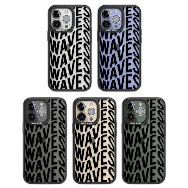 WAVES Black Impact Phone Case for iPhone 13 Pro, iPhone 14 Pro, iPhone 15 Pro