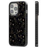 Celestial West Pattern Black Impact Phone Case for iPhone 13 Pro, iPhone 14 Pro, iPhone 15 Pro