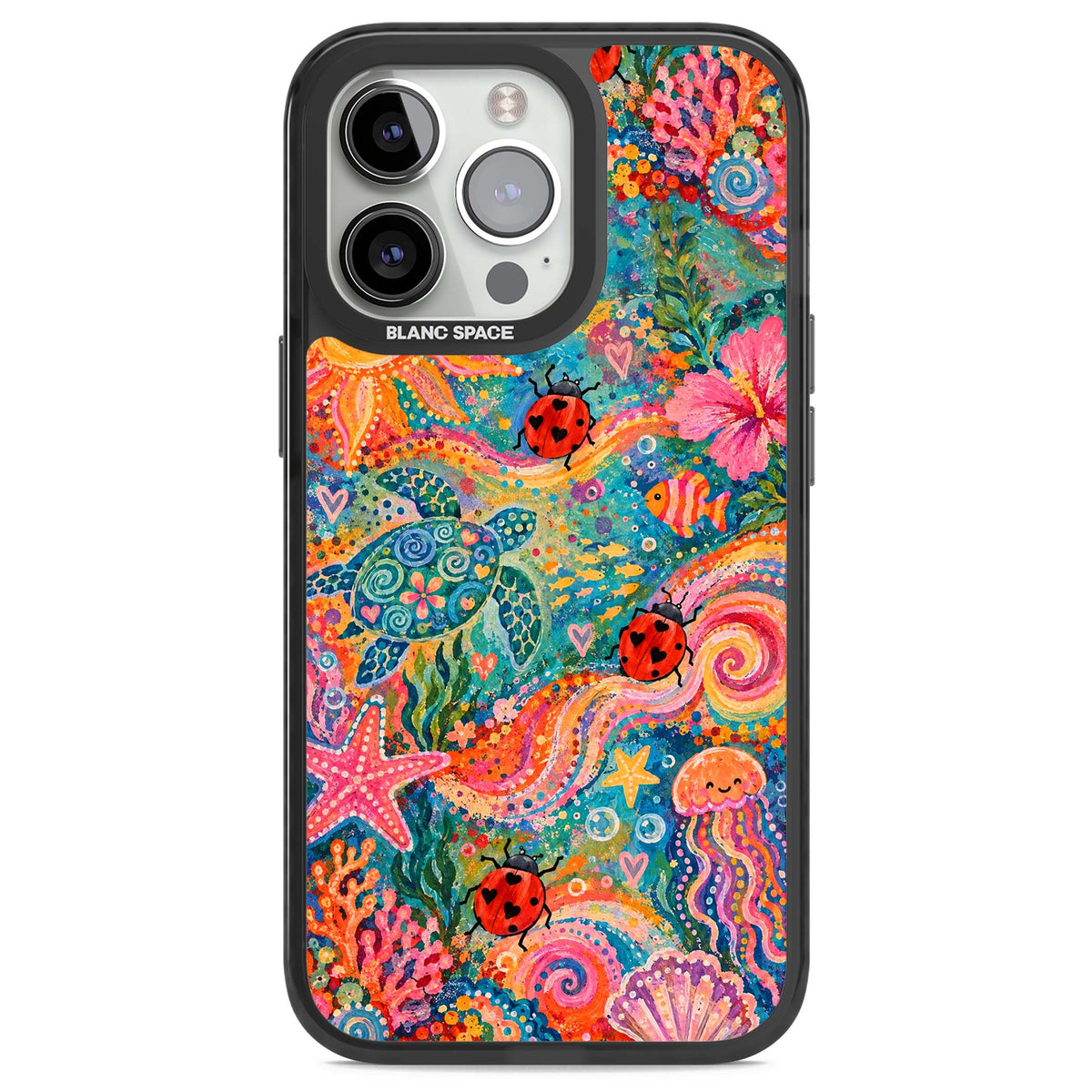 Coral Whimsy for her iPhone case | Black Impact case for iPhone 13 Pro, iPhone 14 Pro, iPhone 15 Pro