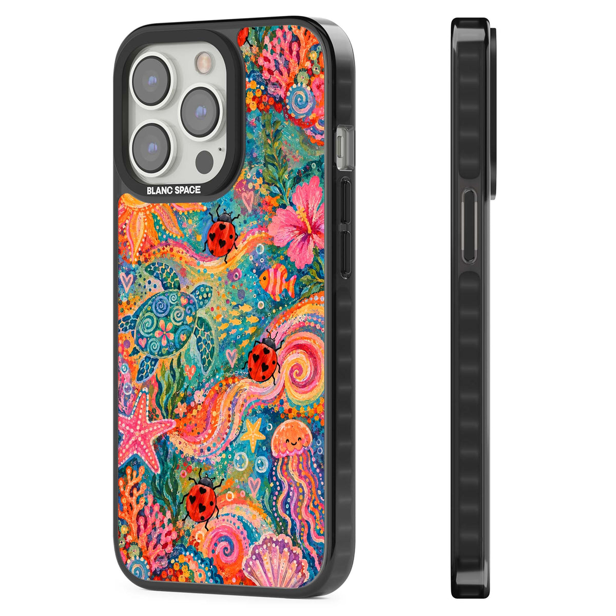 Coral Whimsy for her iPhone case | Black Impact case for iPhone 13 Pro, iPhone 14 Pro, iPhone 15 Pro