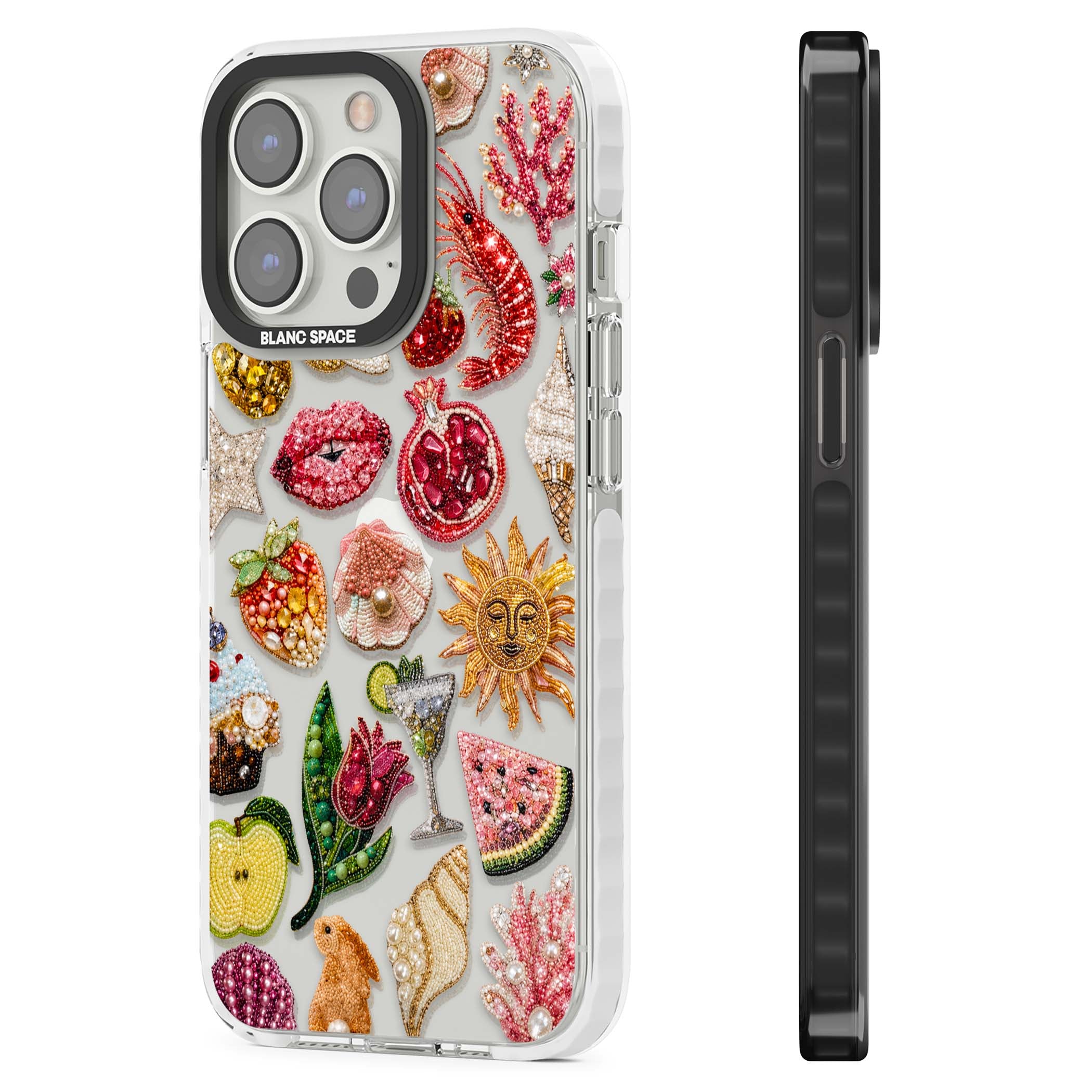 Beaded Riviera coquette iPhone case | Clear Impact case for iPhone 13 Pro, iPhone 14 Pro, iPhone 15 Pro