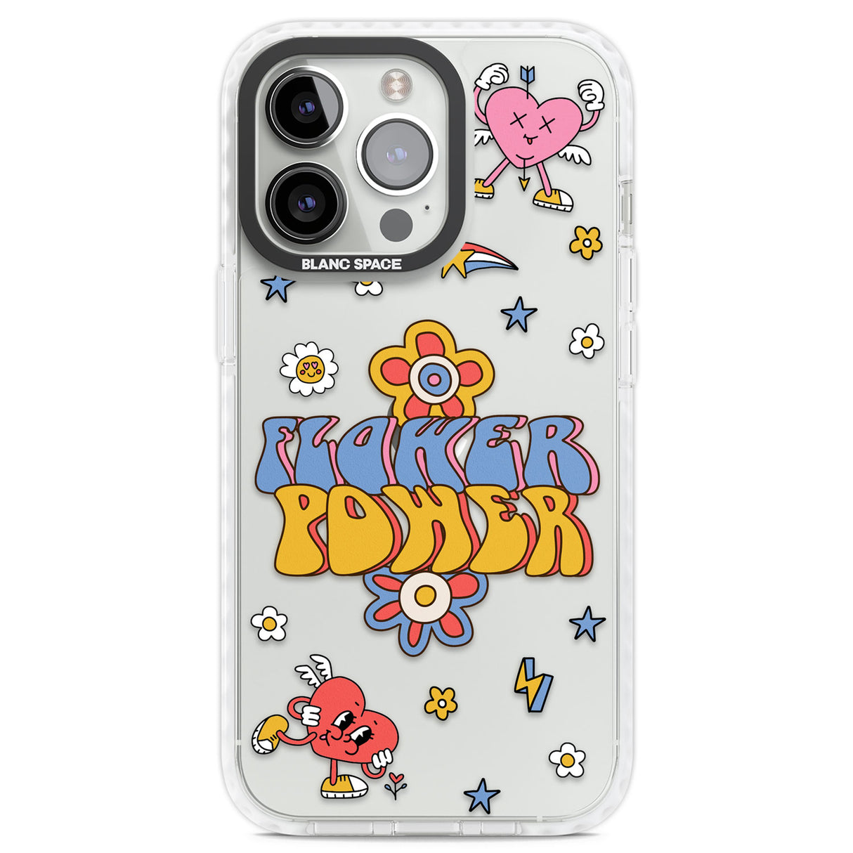 Flower Power Clear Impact Phone Case for iPhone 13 Pro, iPhone 14 Pro, iPhone 15 Pro