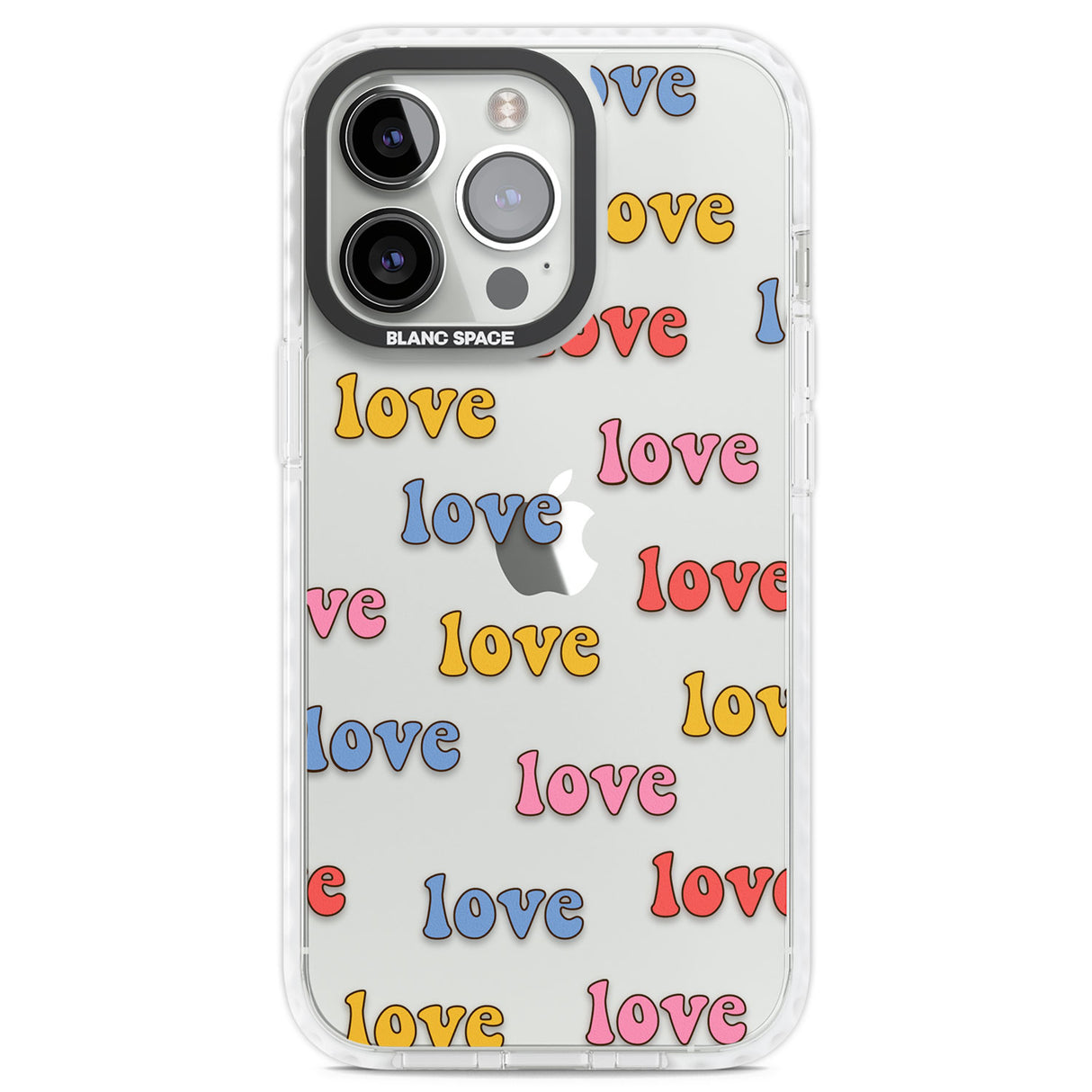 Love Pattern Clear Impact Phone Case for iPhone 13 Pro, iPhone 14 Pro, iPhone 15 Pro