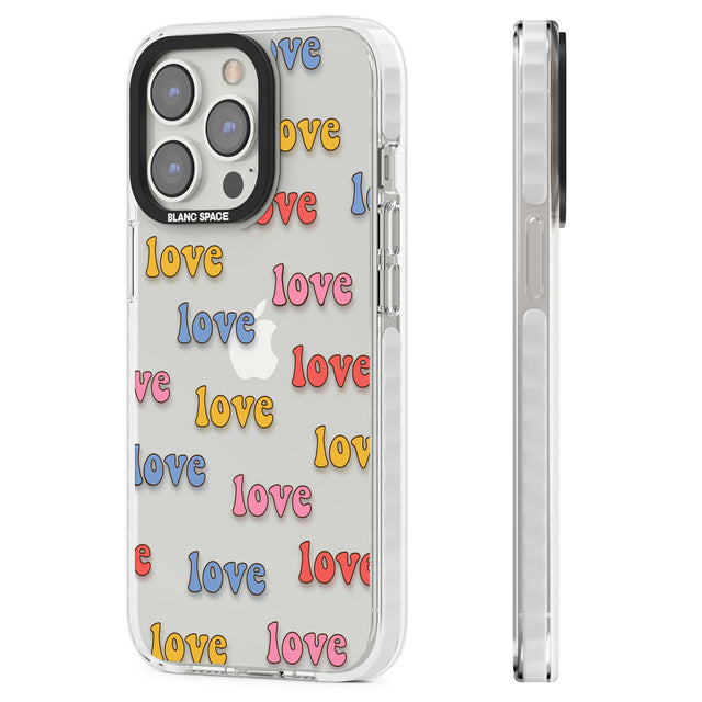 Love Pattern Clear Impact Phone Case for iPhone 13 Pro, iPhone 14 Pro, iPhone 15 Pro