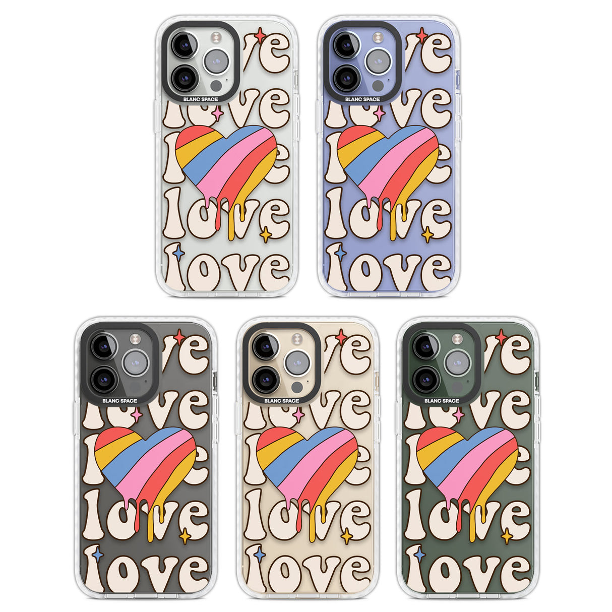 Groovy Love Clear Impact Phone Case for iPhone 13 Pro, iPhone 14 Pro, iPhone 15 Pro