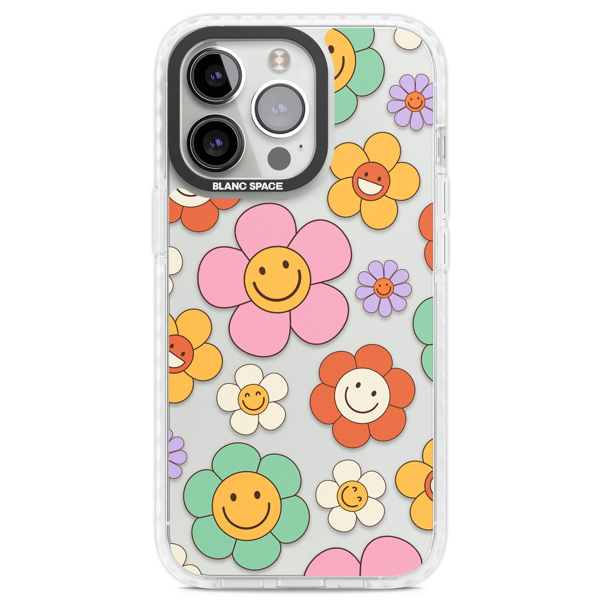 Happy Blossoms Clear Impact Phone Case for iPhone 13 Pro, iPhone 14 Pro, iPhone 15 Pro