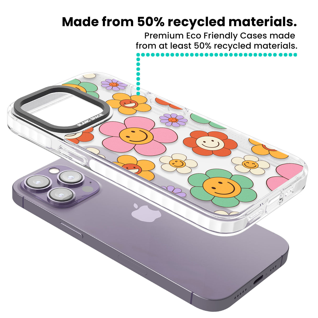 Happy Blossoms Clear Impact Phone Case for iPhone 13 Pro, iPhone 14 Pro, iPhone 15 Pro