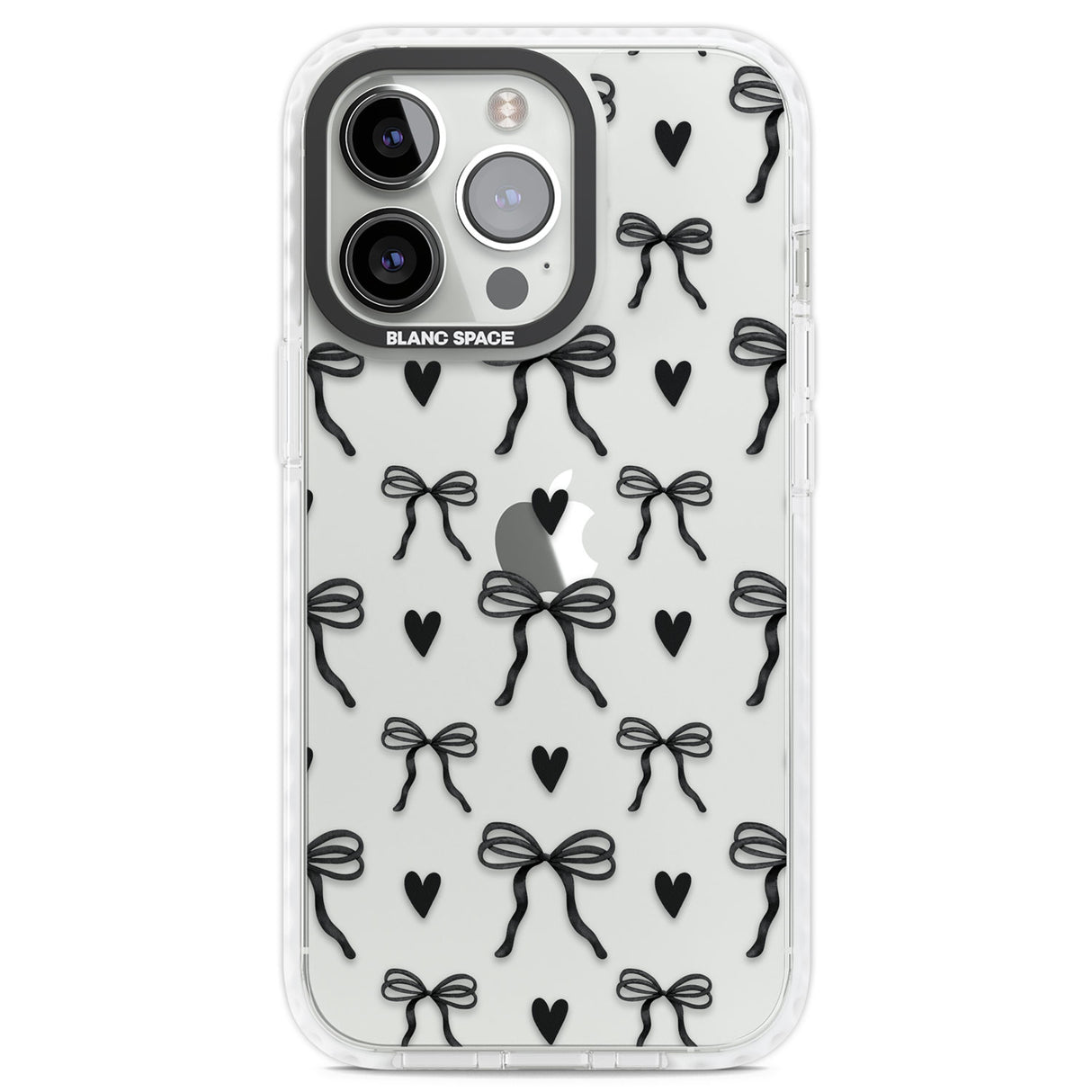 Black Bows & Hearts Clear Impact Phone Case for iPhone 13 Pro, iPhone 14 Pro, iPhone 15 Pro
