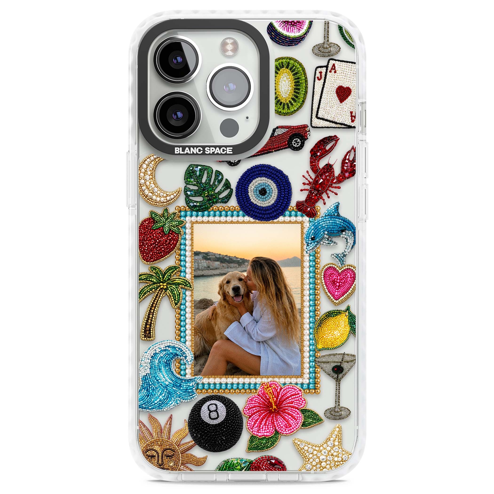 Beaded Photo coastal iPhone case | Clear Impact case for iPhone 13 Pro, iPhone 14 Pro, iPhone 15 Pro