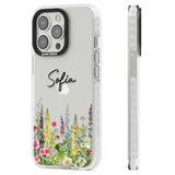 Personalised Garden Wildfowers Clear Impact Phone Case for iPhone 13 Pro, iPhone 14 Pro, iPhone 15 Pro